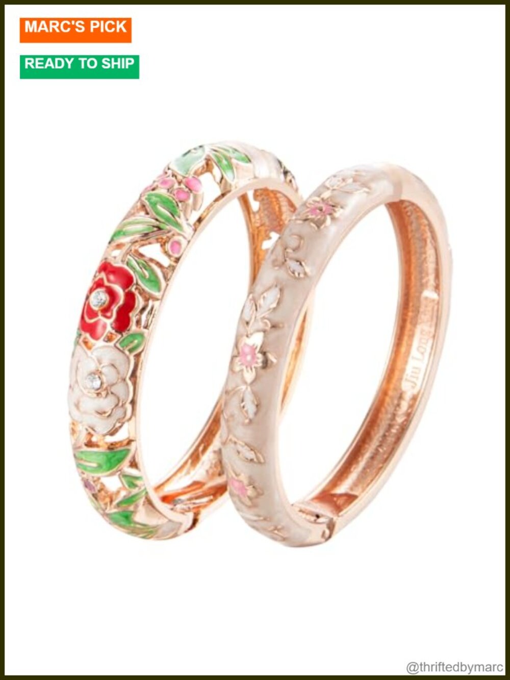 Vintage Cloisonne Enameled Butterfly Flower Rhinestone Hinged Cuff Bangle